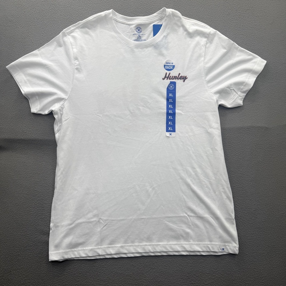 Hurley Shirt Mens XL White Neon Sunset Palm Tree‎ Graphic Tee Tagless Beach